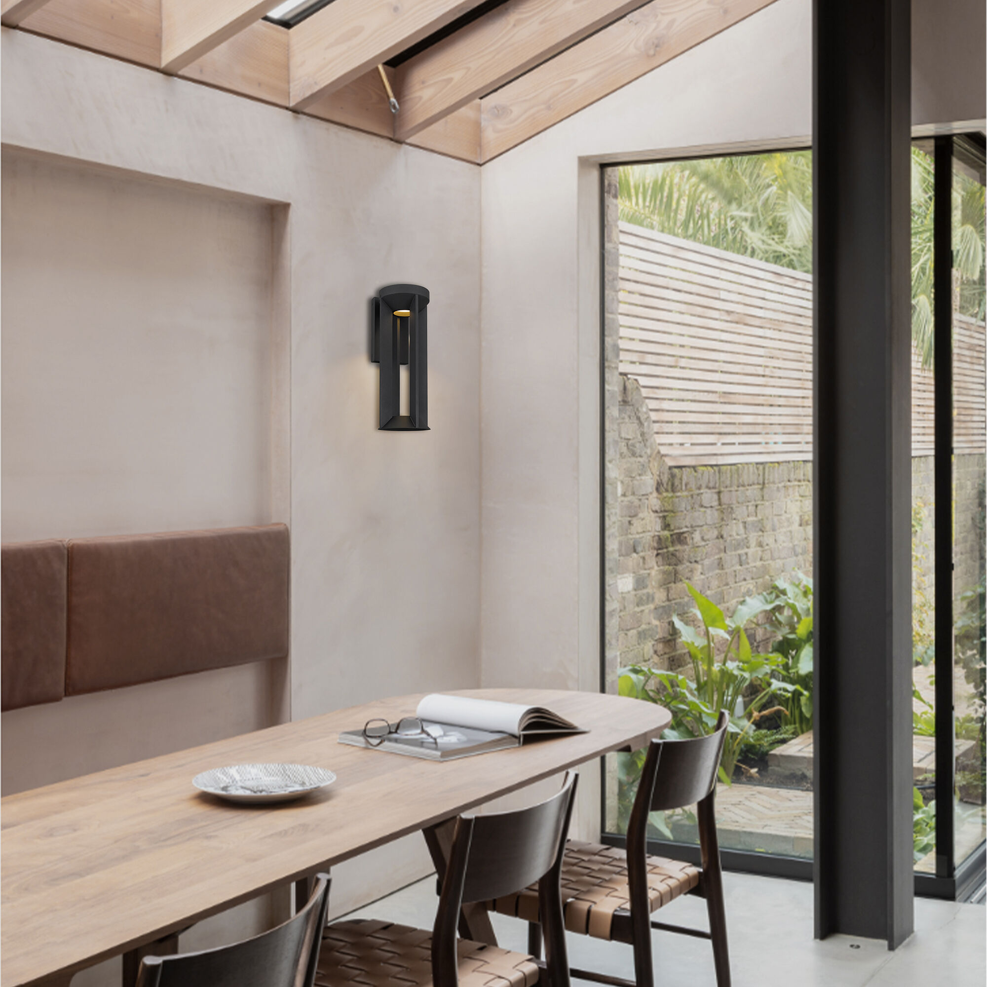 Aura LED 16 inch Sand Black Outdoor Wall Sconce